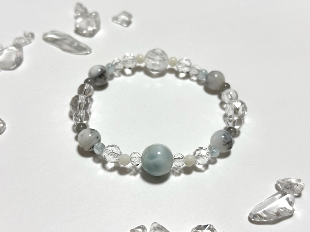 「 雪の溶ける音 」 ✯ ラリマー デンドリティックオパール アイリスクォーツ アクアマリン ラブラドライト etc / 天然石ブレスレット パワーストーン 天然石アクセサリー