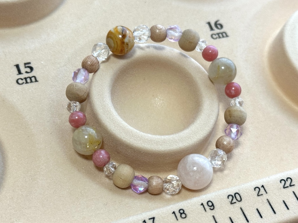 「 春の音 」 ✯ モルガナイト 桃の木 チューライト ルチルクォーツ ゴールデンオパール etc / 天然石ブレスレット パワーストーン 天然石アクセサリー
