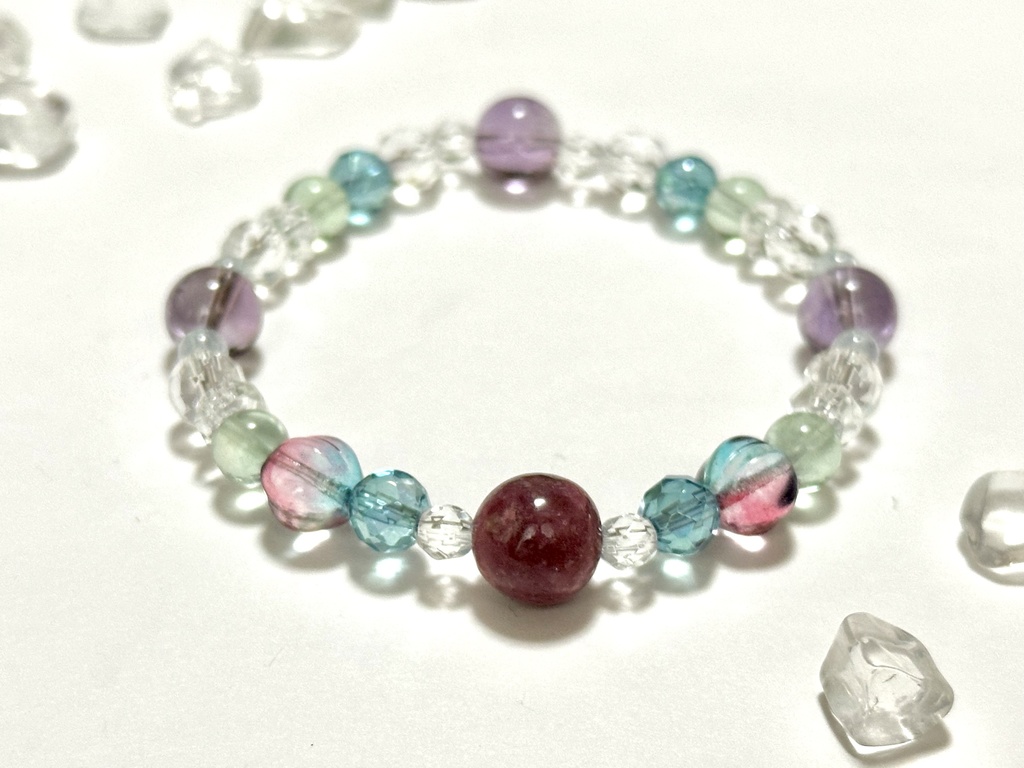 「 梅雨の花 」 ✯ ロードナイト アメジスト アクアオーラ アクアマリン チェコビーズ etc / 天然石ブレスレット パワーストーン 天然石アクセサリー
