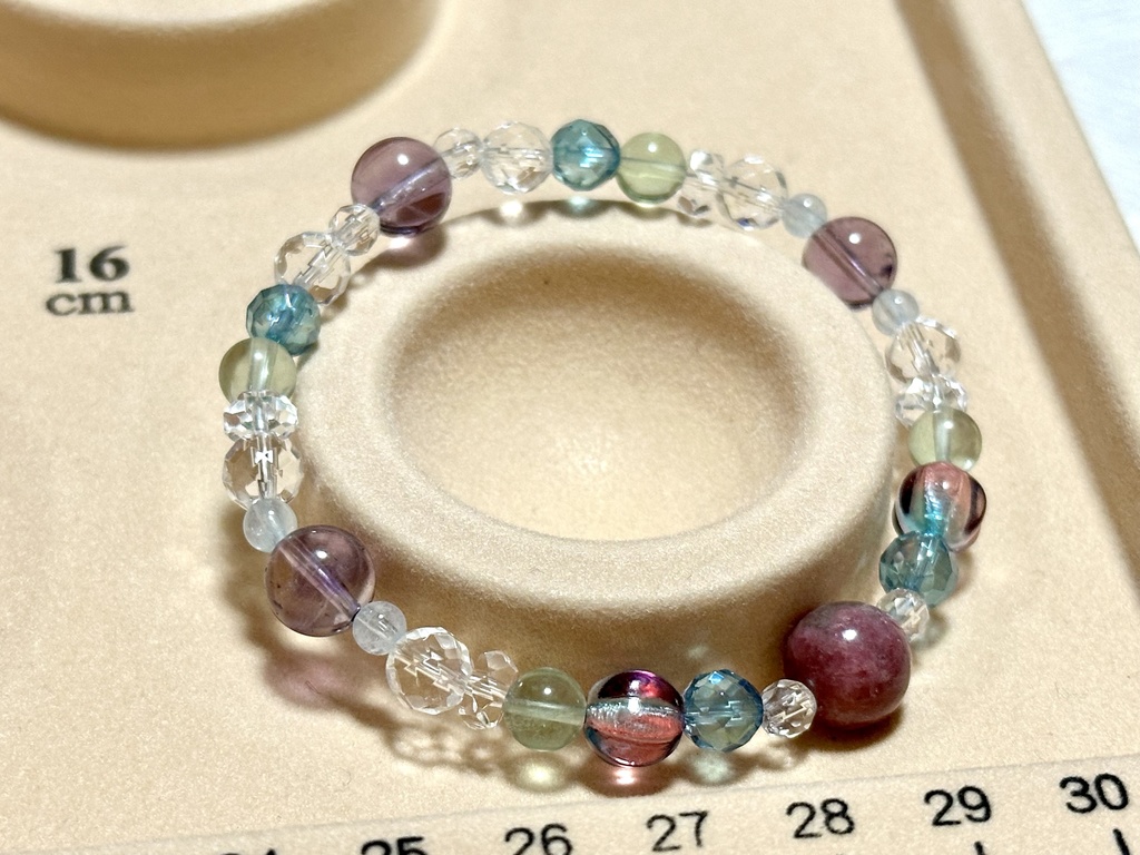 「 梅雨の花 」 ✯ ロードナイト アメジスト アクアオーラ アクアマリン チェコビーズ etc / 天然石ブレスレット パワーストーン 天然石アクセサリー