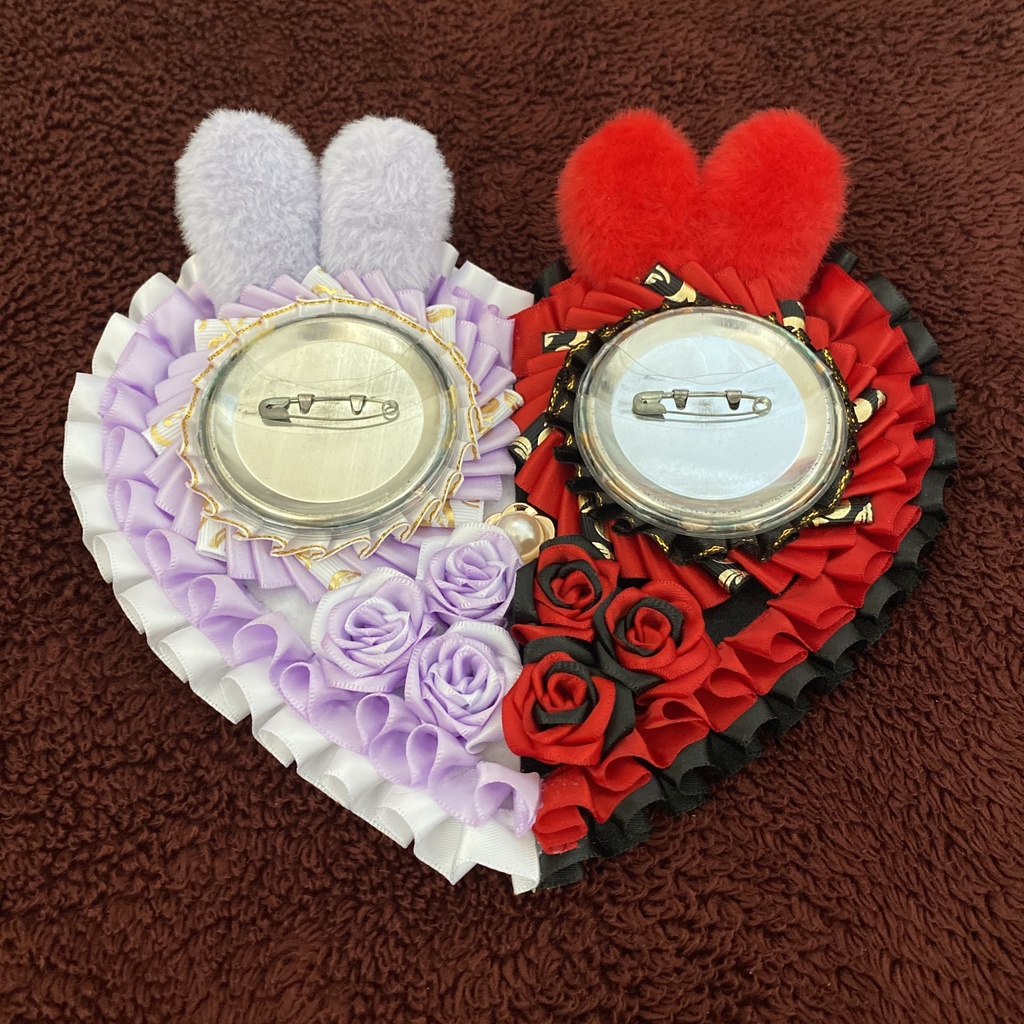 痛ロゼット　ハート型　赤×紫