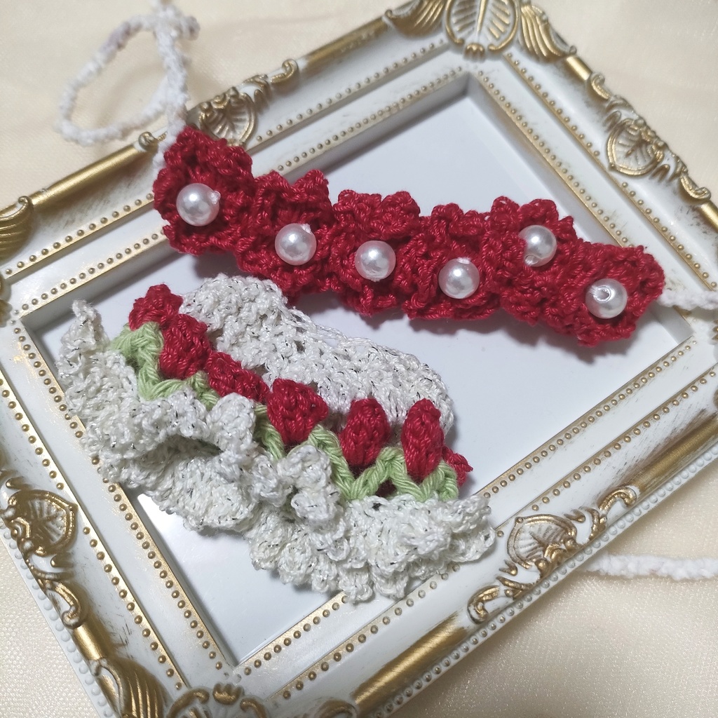 ハンドメイド かぎ編み ぬい服 花かんむり チューリップケープ 春