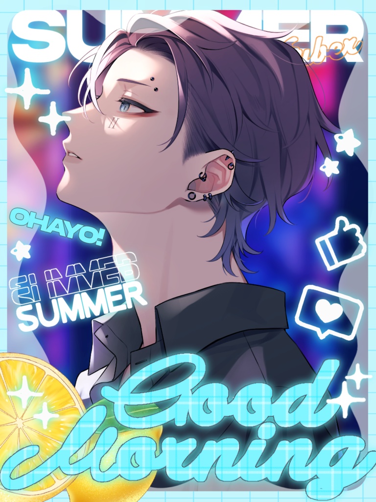 【無料】夏にぴったり!ひんやりレモンソーダなおはようVtuber素材🍋カラバリ全9色