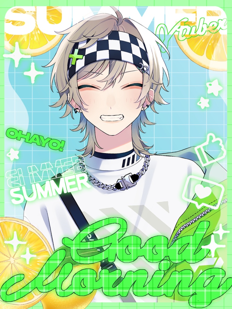 【無料】夏にぴったり！ひんやりレモンソーダなおはようVtuber素材🍋カラバリ全９色