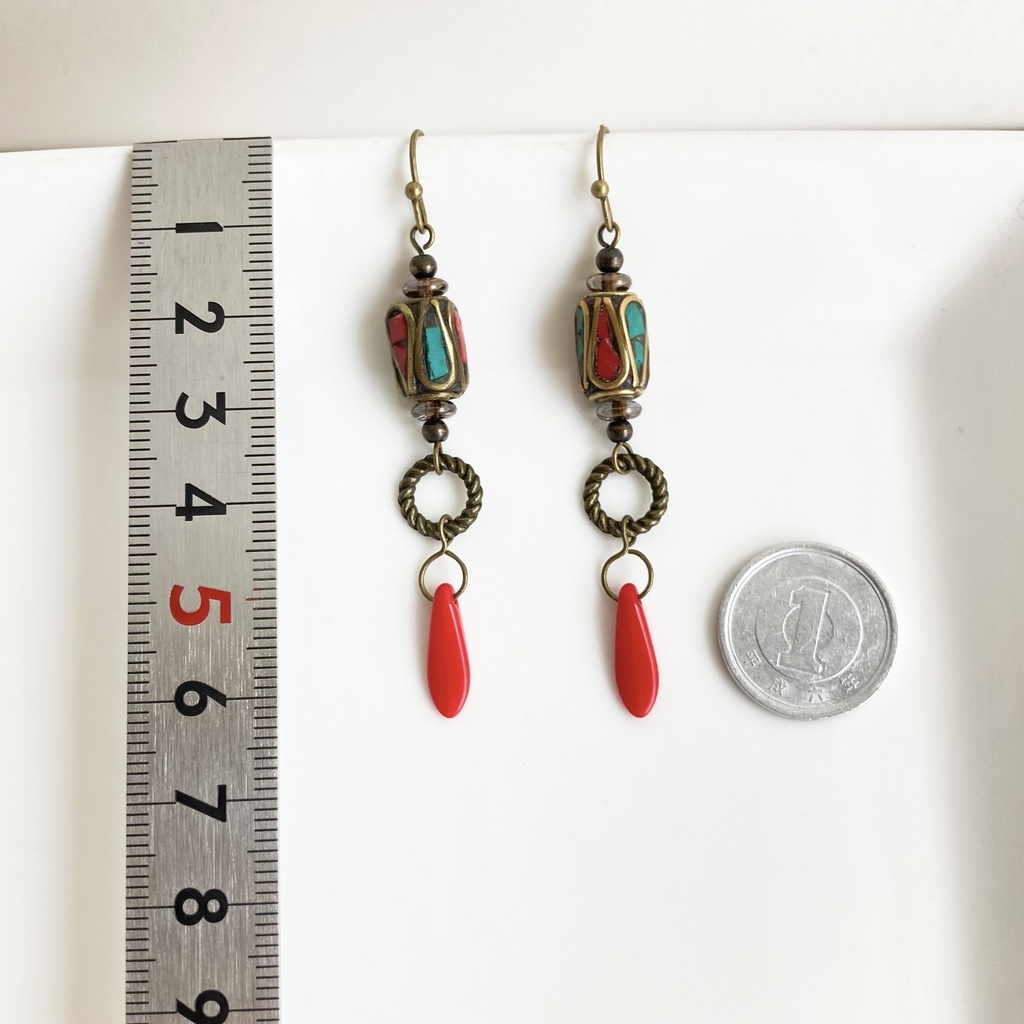 チベタンビーズのピアス19