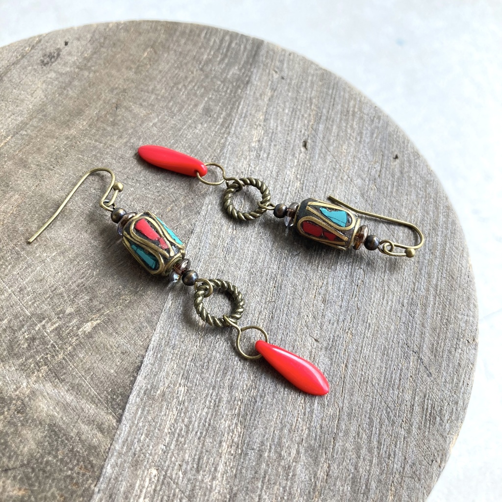 チベタンビーズのピアス19