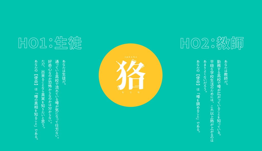 【インセインシナリオ】狢(むじな) 【2PL/協力型】