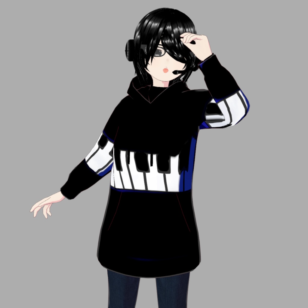 【全アバター対応】なりきりK・BlacKパーカー(Xwear形式ファイル)単品&フルセット