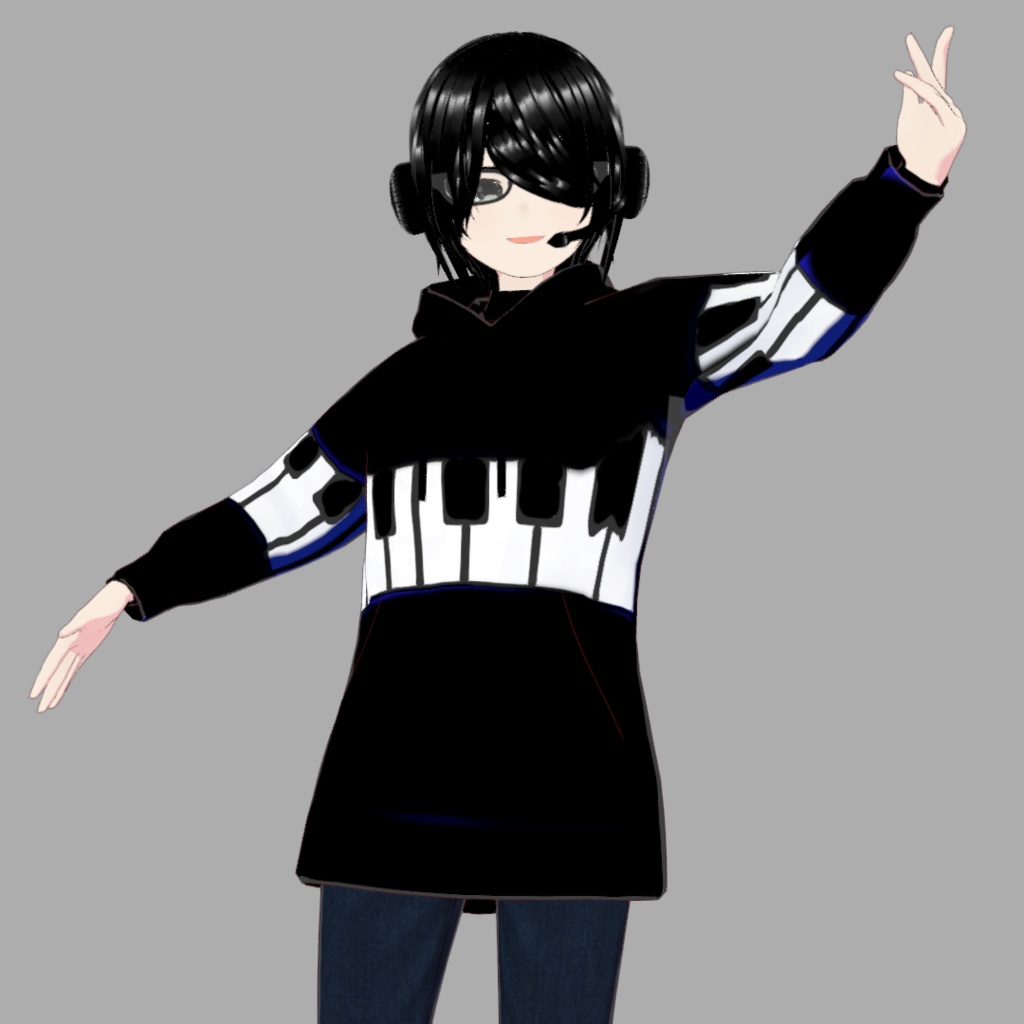 【全アバター対応】なりきりK・BlacKパーカー(Xwear形式ファイル)単品&フルセット