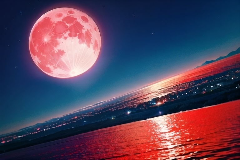 赤い月の背景素材