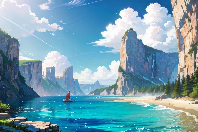 海と雲」 手描き 油絵 風景画 原画 - 絵画