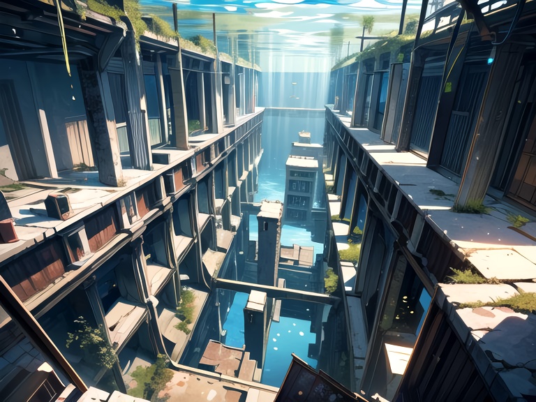 水没した都市の背景素材2