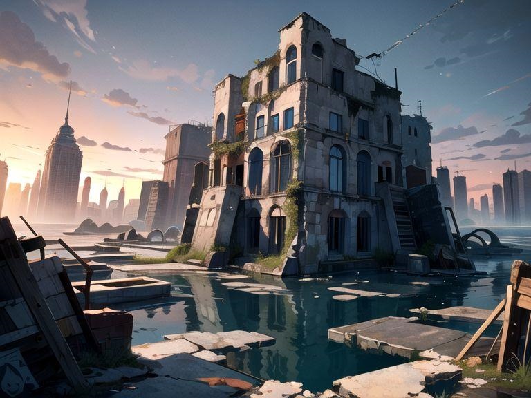 半水没した背景素材