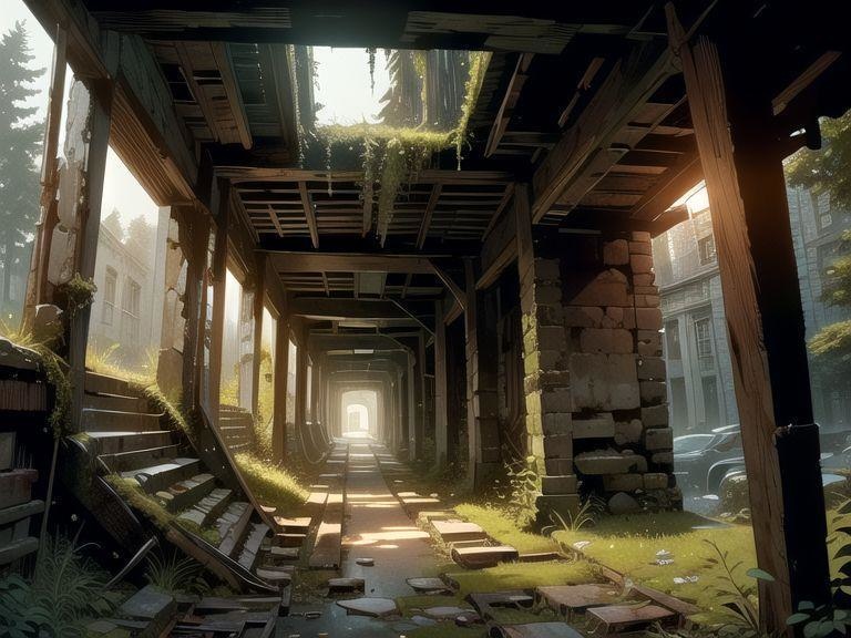 廃墟の背景素材