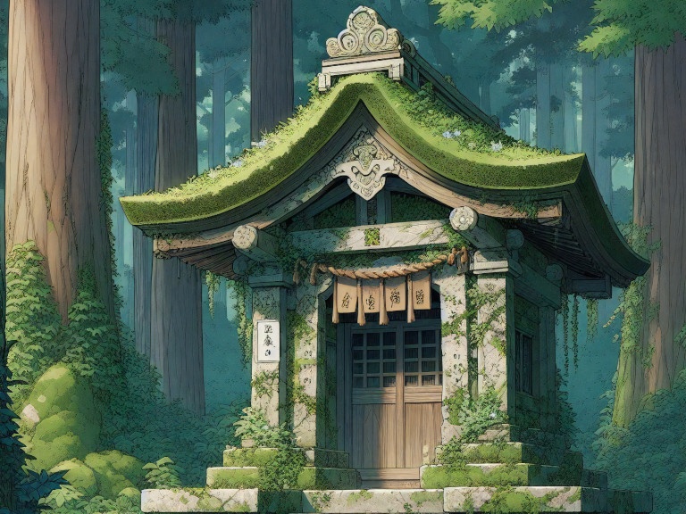 森の中の建造物の背景素材