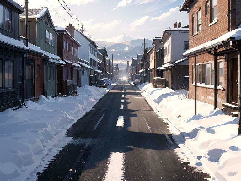 冬の街の背景素材