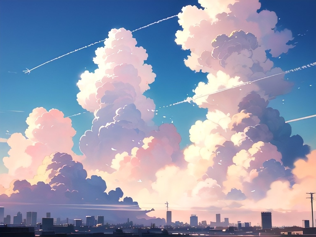 飛行機雲の背景素材