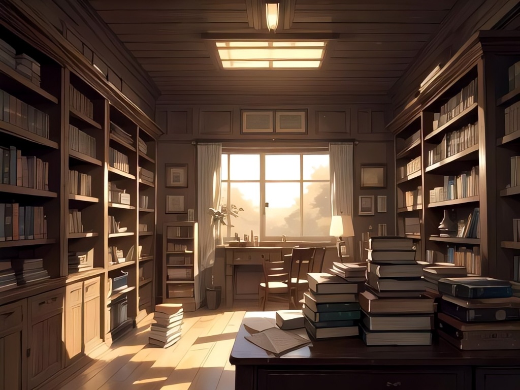 時の止まった書庫の背景素材