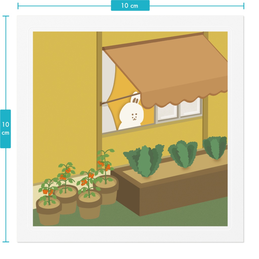 うさぎのフーモ🌿ステッカー(菜園チェックver)