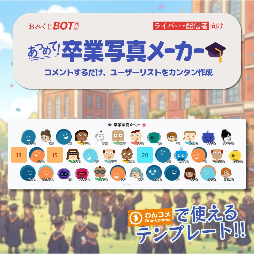 【3/31まで無料】おみくじ BOT あつめて！卒業写真メーカー OmikujiBot GraduationIcons