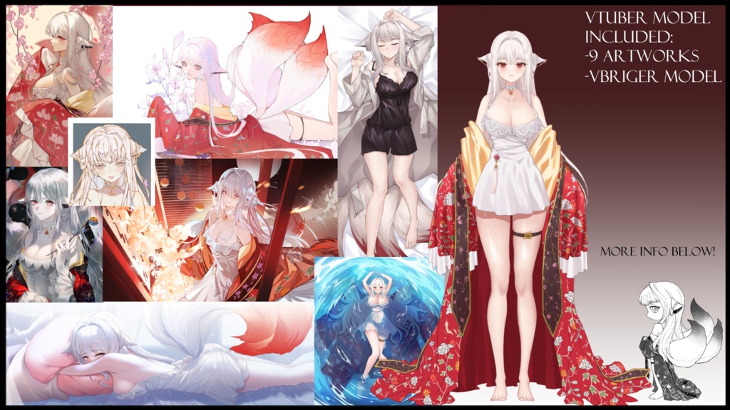 White Kitsune Vtuber Model Bundle (Single Person) PRICE LOWERED