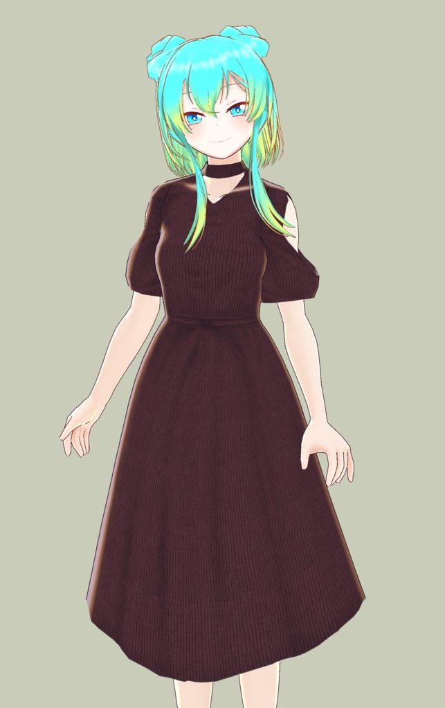 肩あきニットワンピース