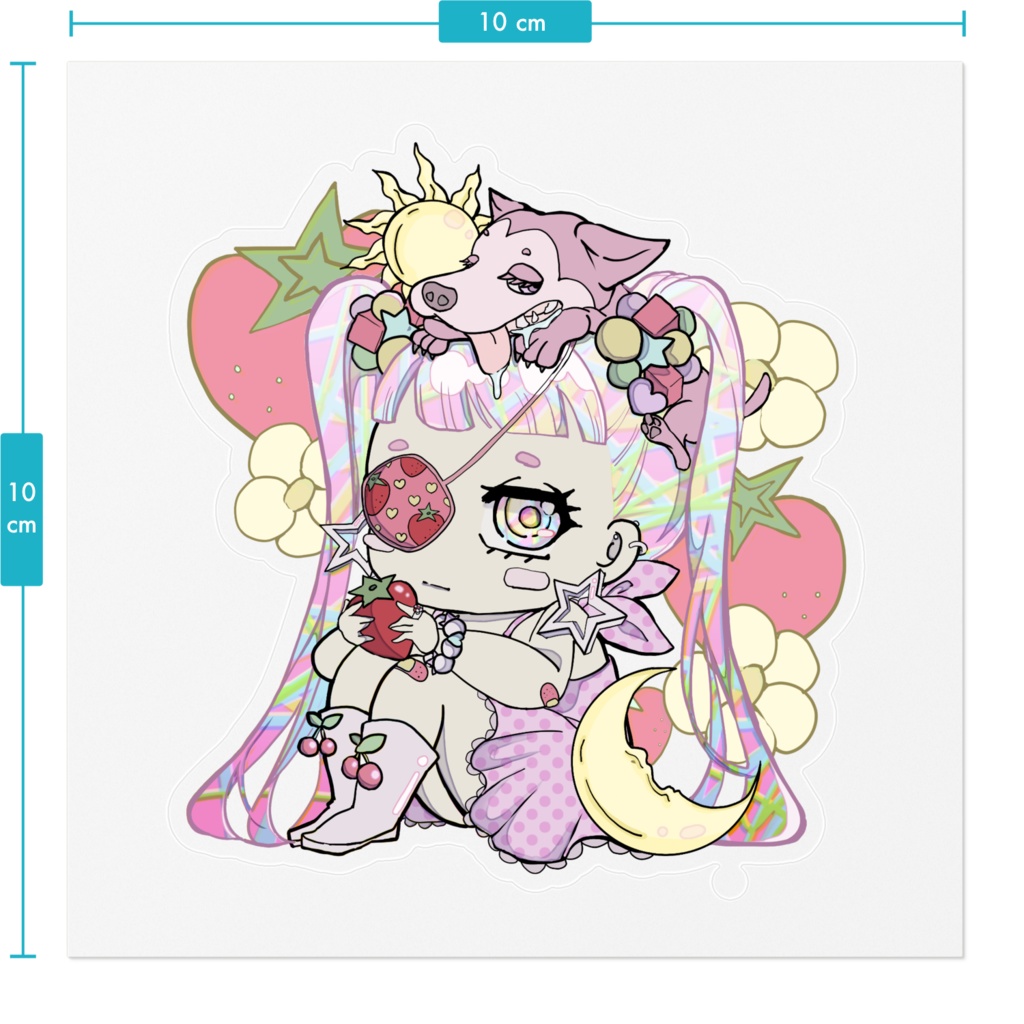 イチゴたんステッカー 10×10