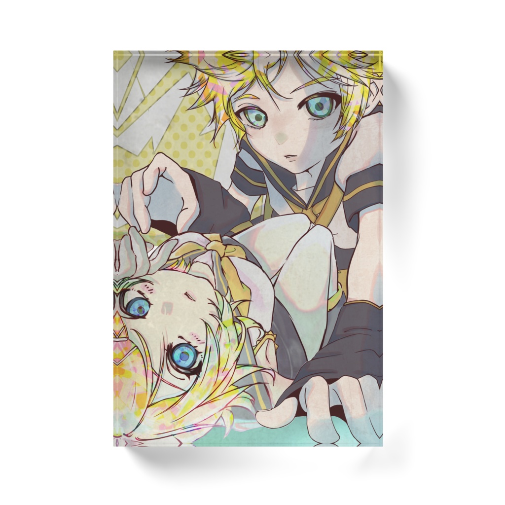 鏡音リンレンファンアート アクリルブロック クリア