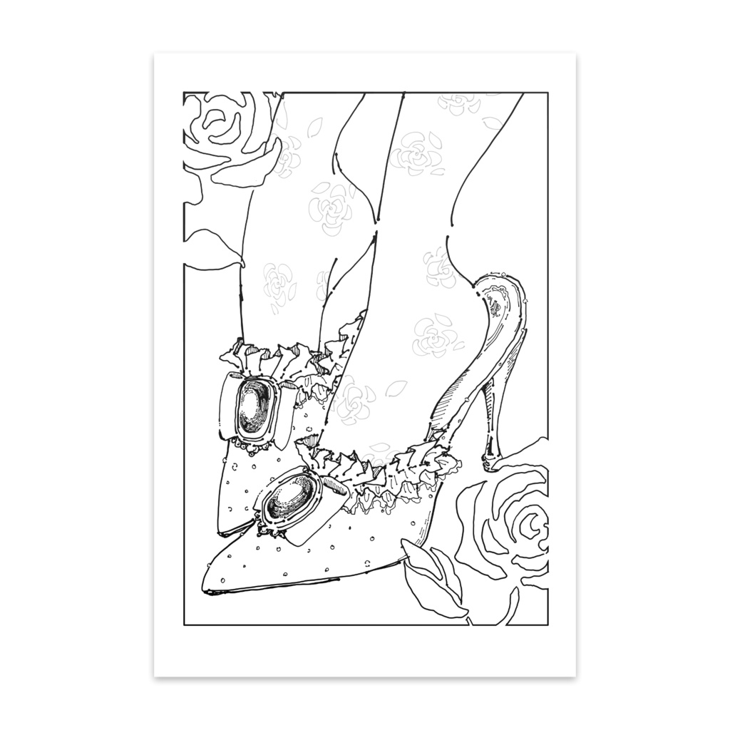 かわいいけど履いていくところがないヒールのイラストのポストカード