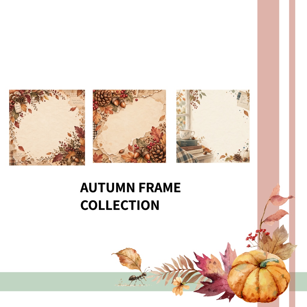 秋色デジタルペーパー&ステッカーセット|15柄+ステッカー3シート|Autumn Digital Paper & Sticker Bundle