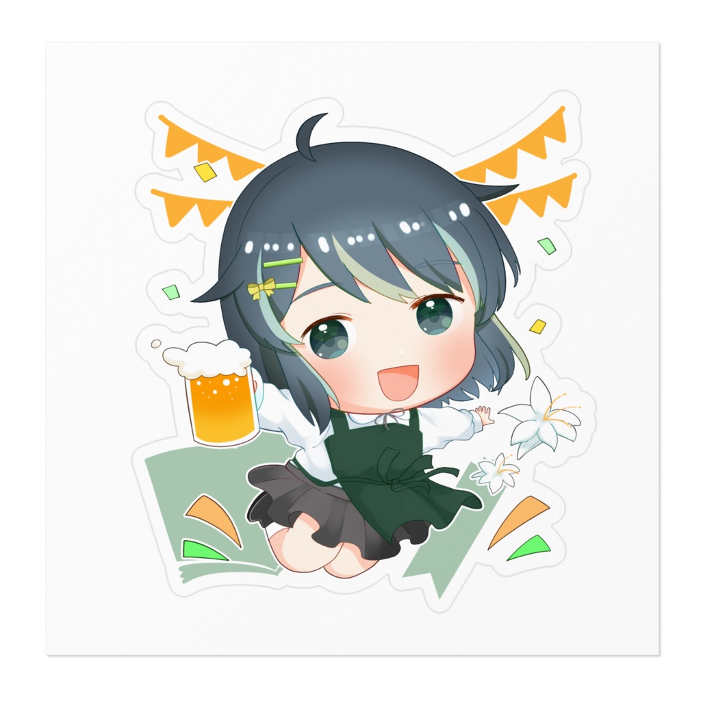【湯町りこ】1周年ステッカー(ビール)