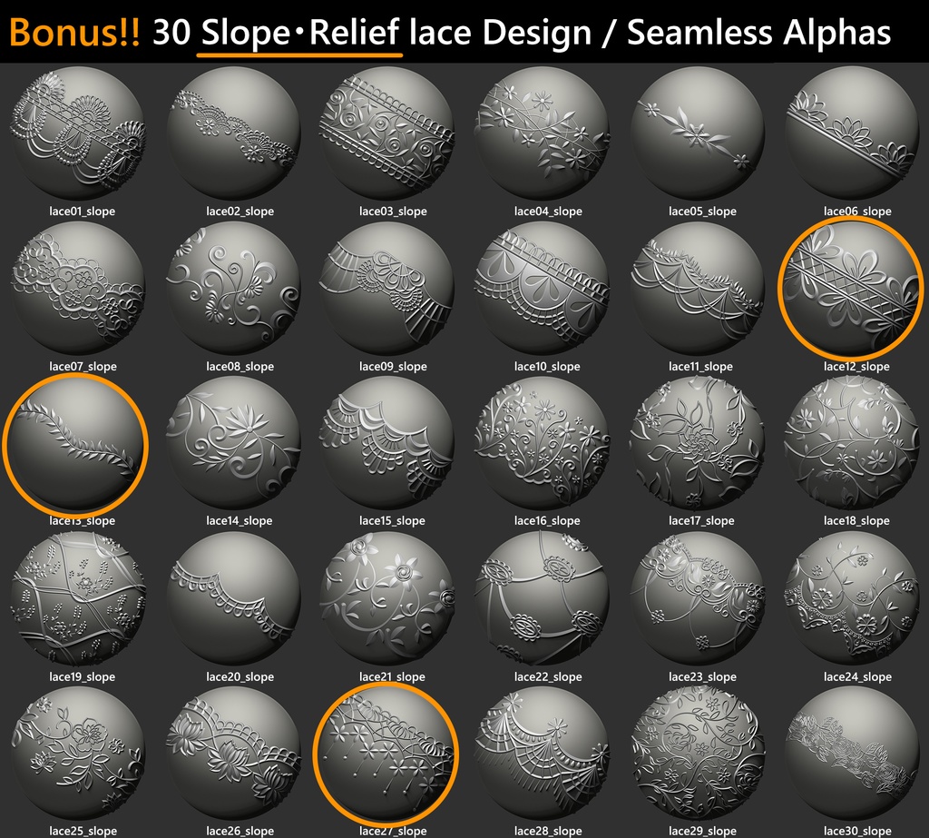 【無料SAMPLE】レース柄 白黒アルファデータ