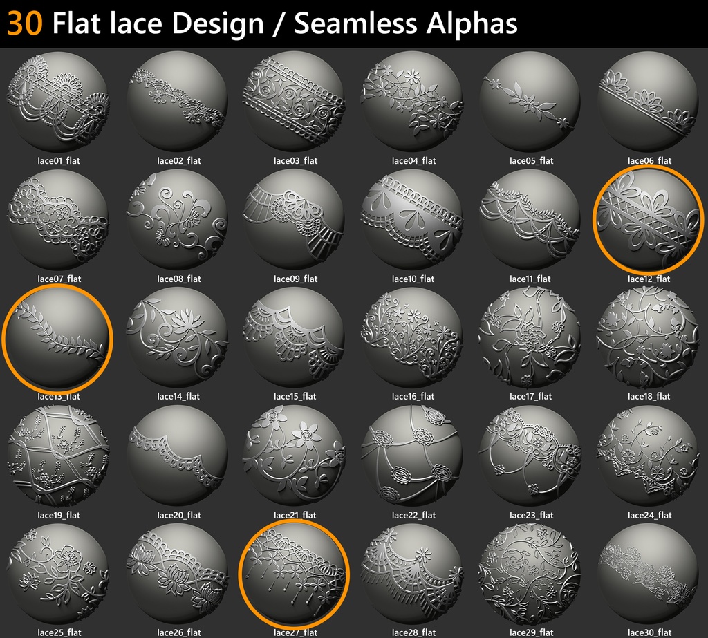 【無料SAMPLE】レース柄 白黒アルファデータ