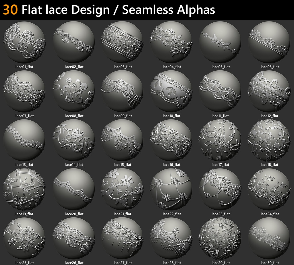 【30set】レース柄 白黒アルファデータ