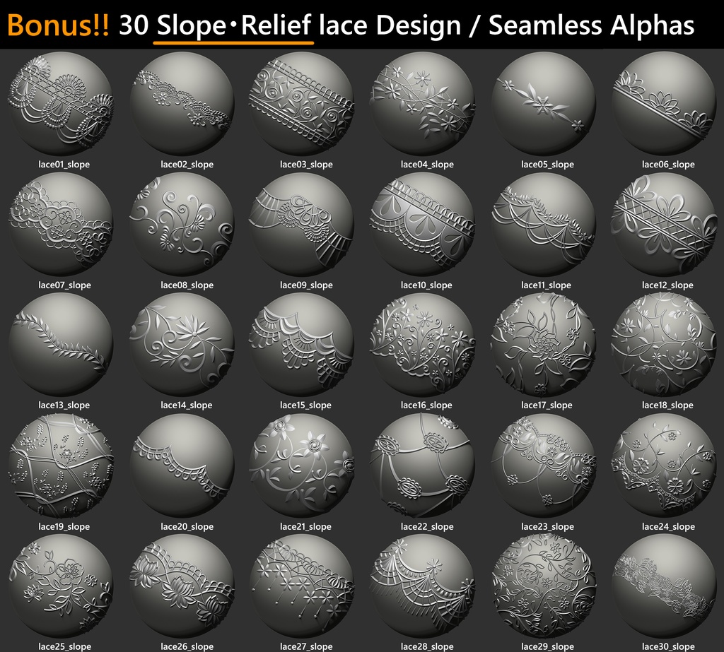 【30set】レース柄 白黒アルファデータ