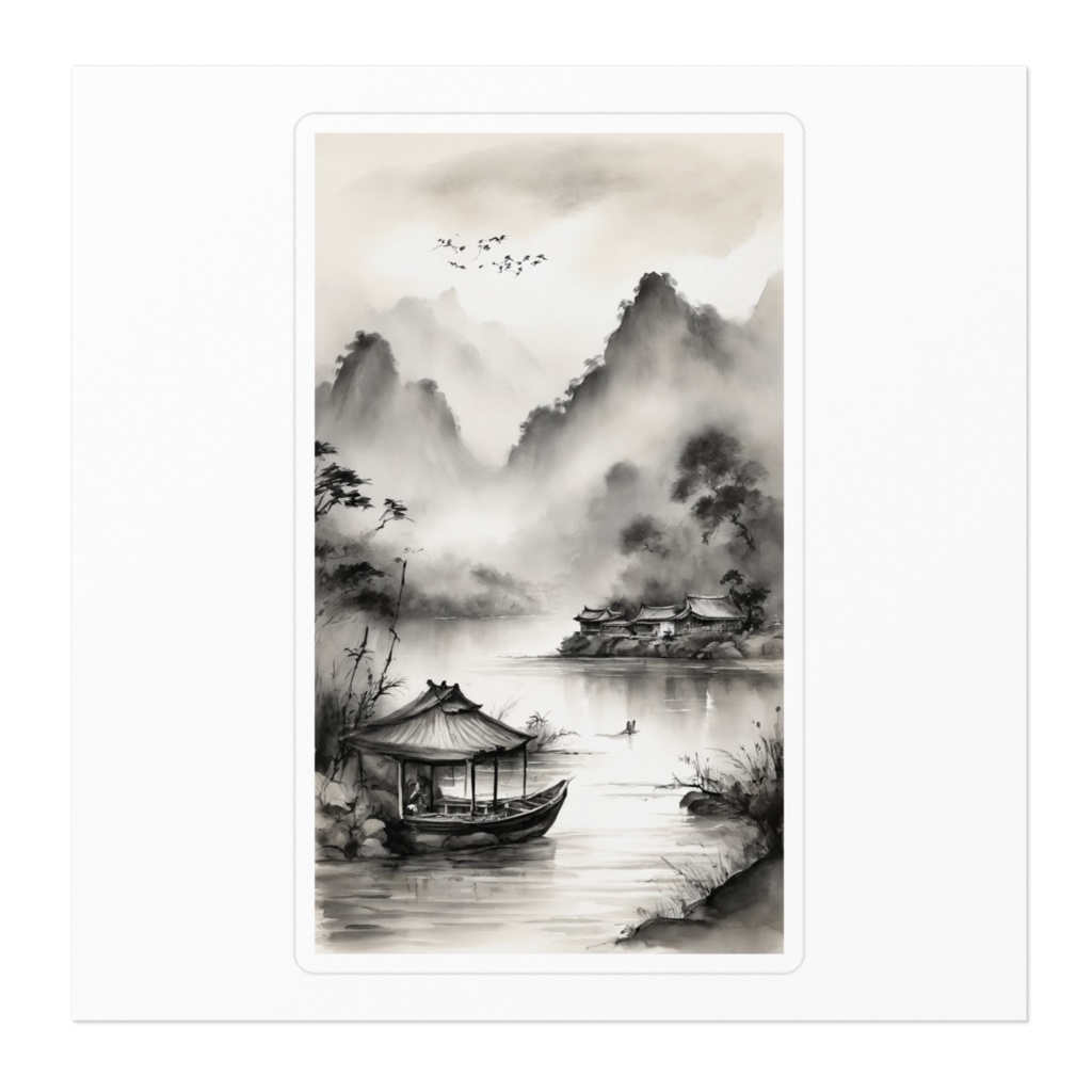 水墨画ステッカー