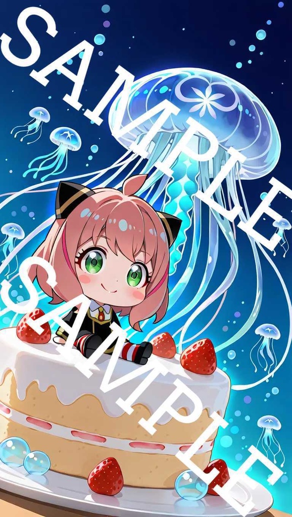 Anya Forger Set (SPY×FAMILY) in Jellyfish World - Kawaii Chibi (4K Wallpapers) / アーニャ・フォージャー セット (スパイ×ファミリー) クラゲワールド内 - かわいいちび (4K 壁紙)