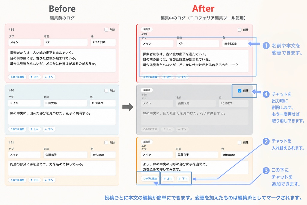 【無料】ココフォリアログ編集ツール