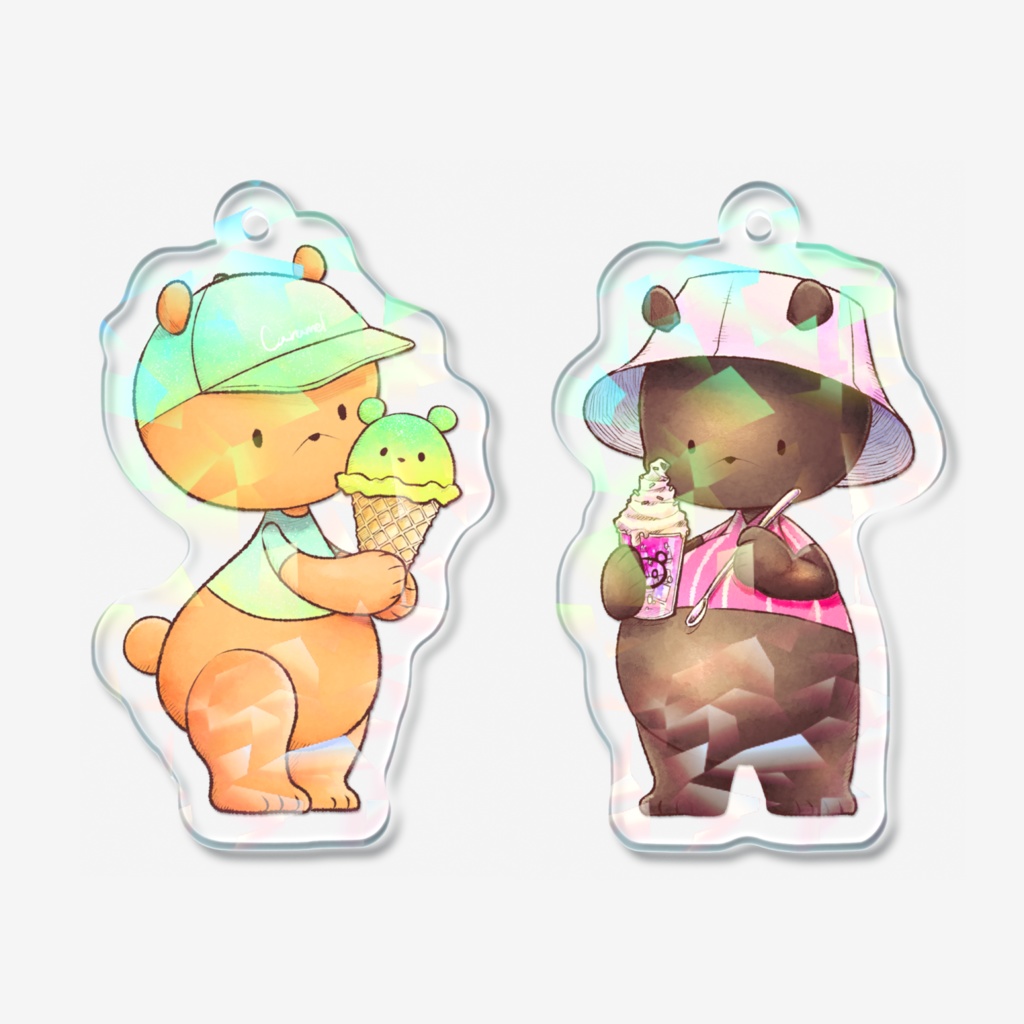 Summer!くまさんホログラムアクリルキーホルダー