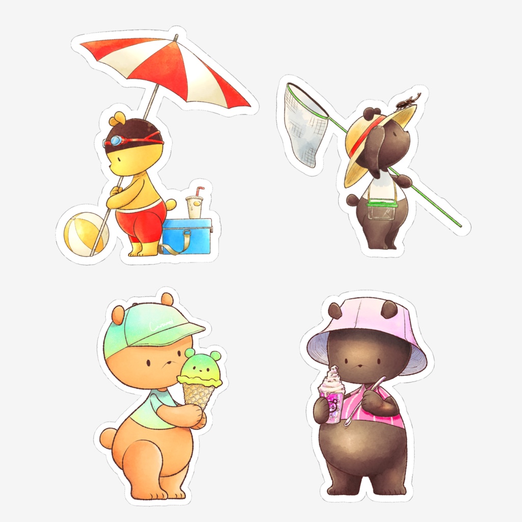 Summer!くまさんスマホステッカー