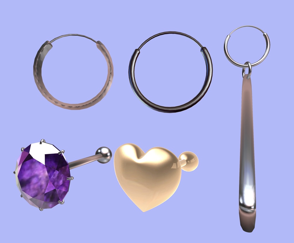 【VRChat想定】シンプルピアス-追加予定あり-