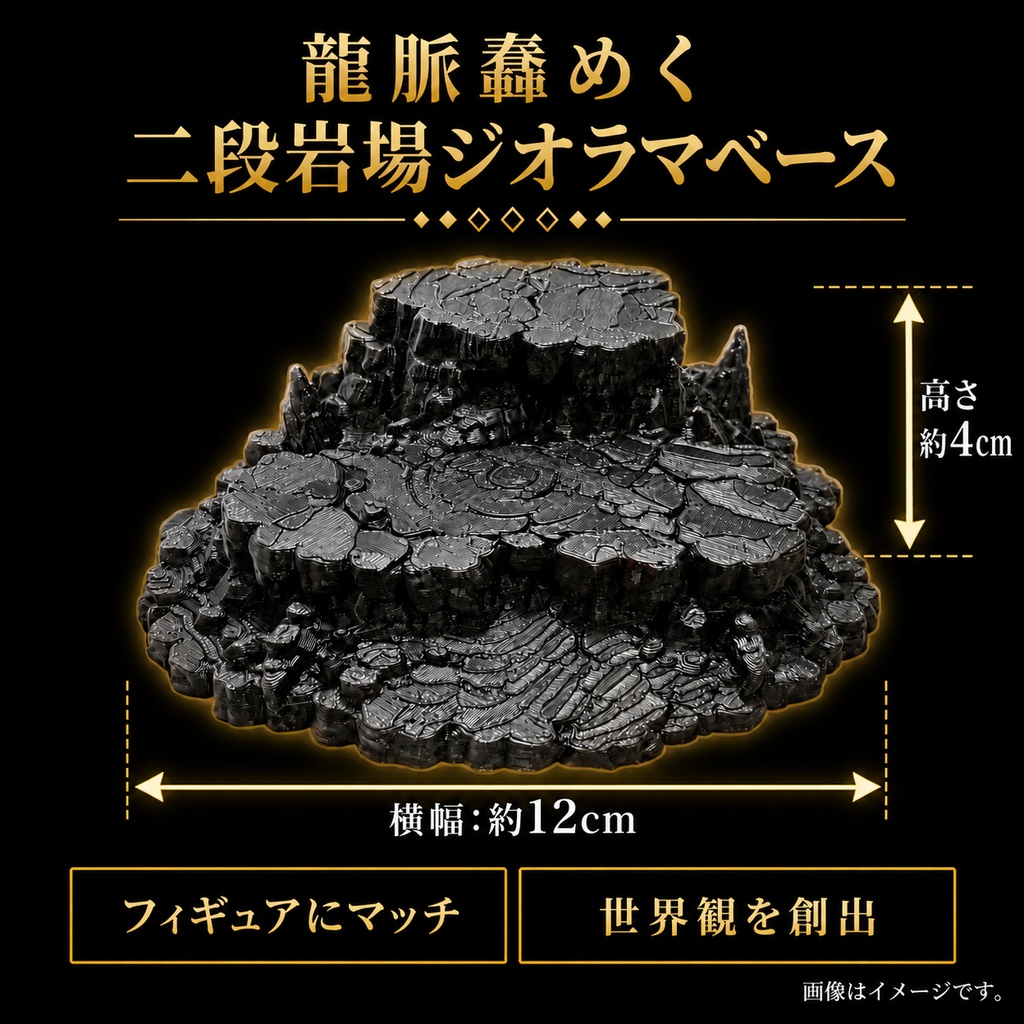 【NAGI傑作】龍脈蠢めく二段岩場　　ジオラマベース フィギュア台座
