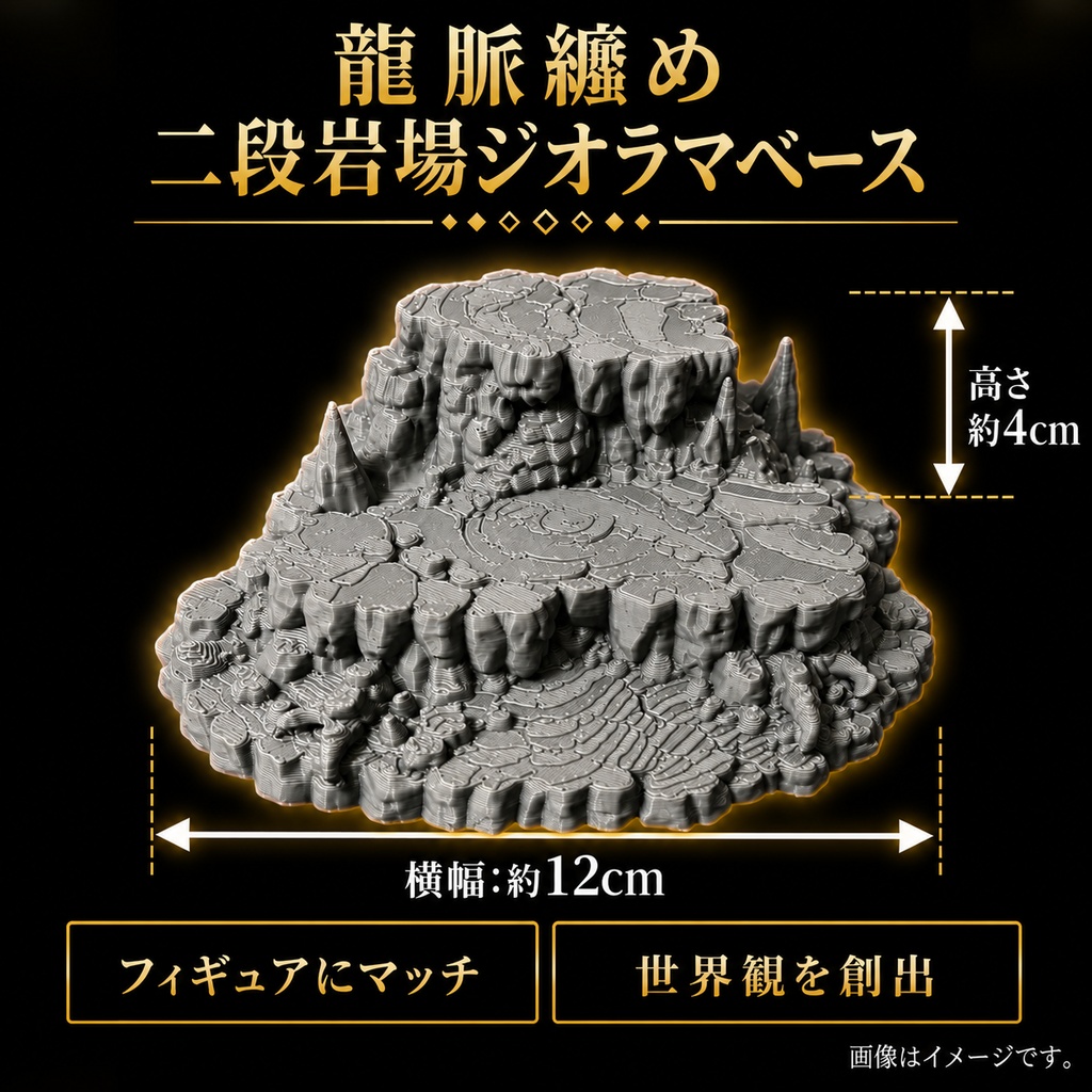 【NAGI傑作】龍脈蠢めく二段岩場　　ジオラマベース フィギュア台座