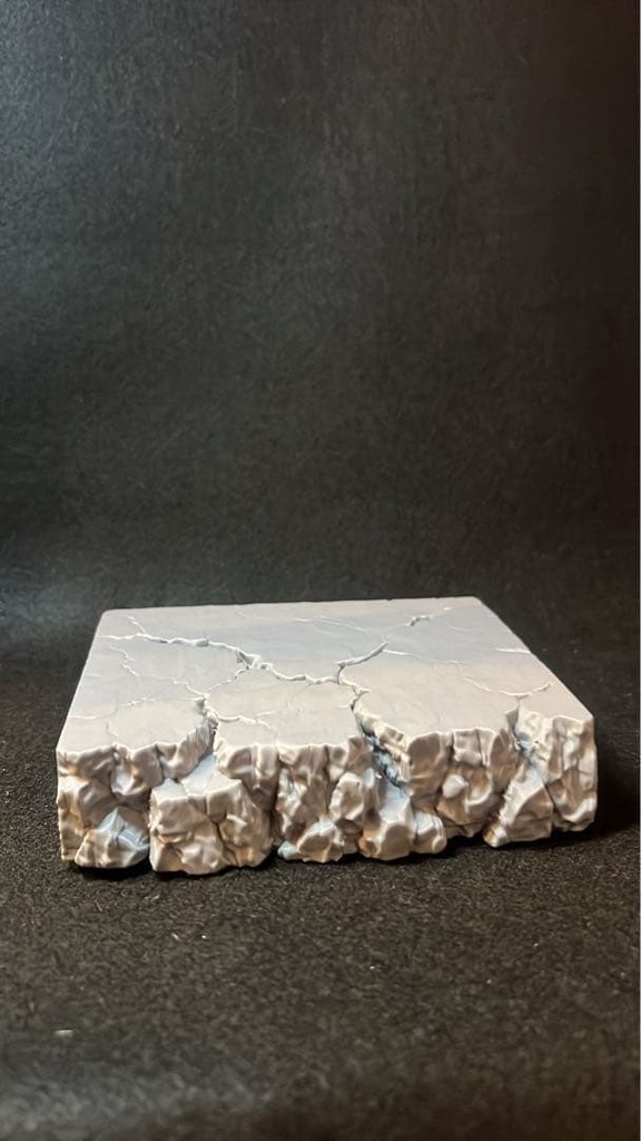 【岩場】ひび割れた地面 フィギュア台座 幅15cm|崩れた岩肌のジオラマベース 高さ約5cm バトル・決戦シーンに 岩場シリーズ