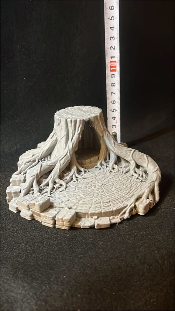 【森】切り株と石畳 フィギュア台座 全2色 直径15cm|木の根が広がる円形ジオラマベース グレー 和の森・ぬい撮りに 森シリーズ