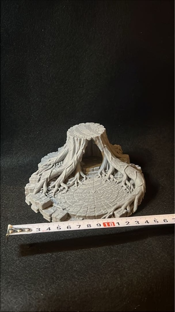 【森】切り株と石畳 フィギュア台座 全2色 直径15cm|木の根が広がる円形ジオラマベース グレー 和の森・ぬい撮りに 森シリーズ