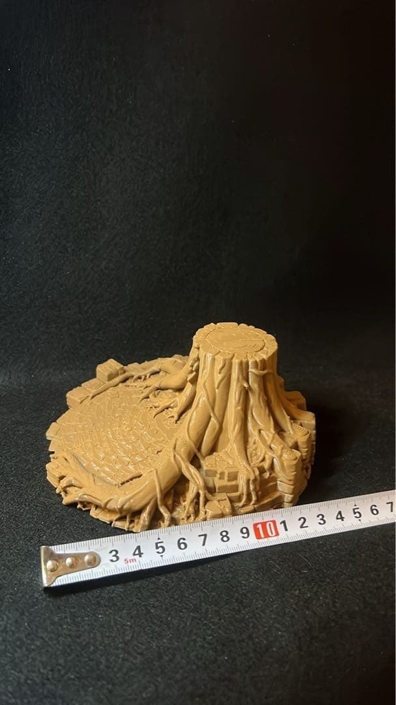 【森】切り株と石畳 フィギュア台座 全2色 直径15cm|木の根が広がる円形ジオラマベース ベージュ 和の森・ぬい撮りに 森シリーズ
