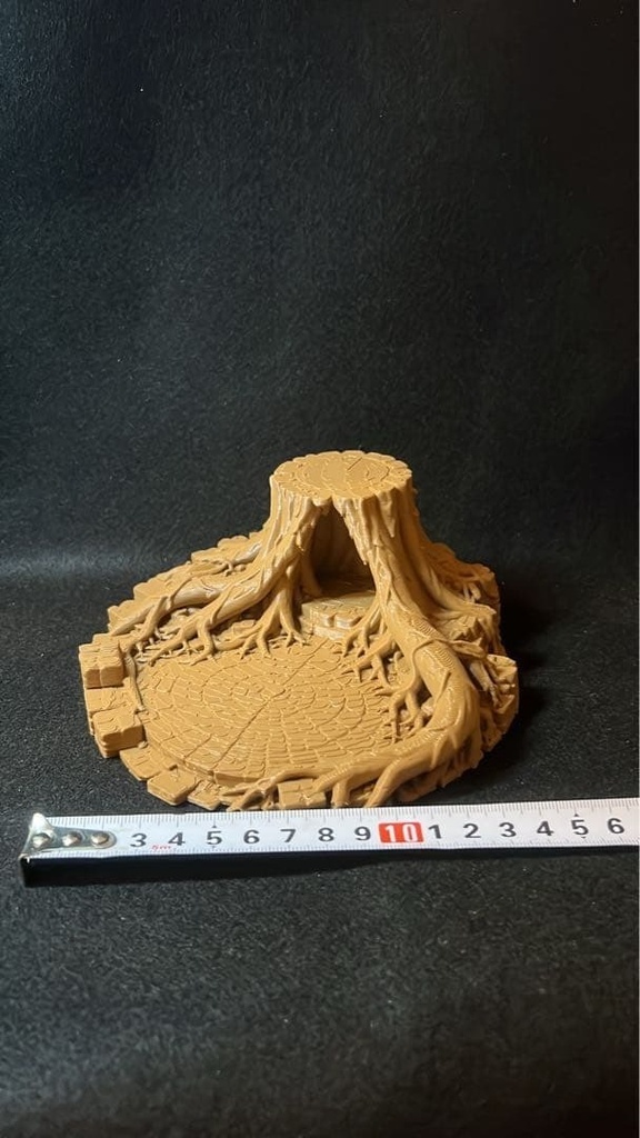 【森】切り株と石畳 フィギュア台座 全2色 直径15cm|木の根が広がる円形ジオラマベース ベージュ 和の森・ぬい撮りに 森シリーズ