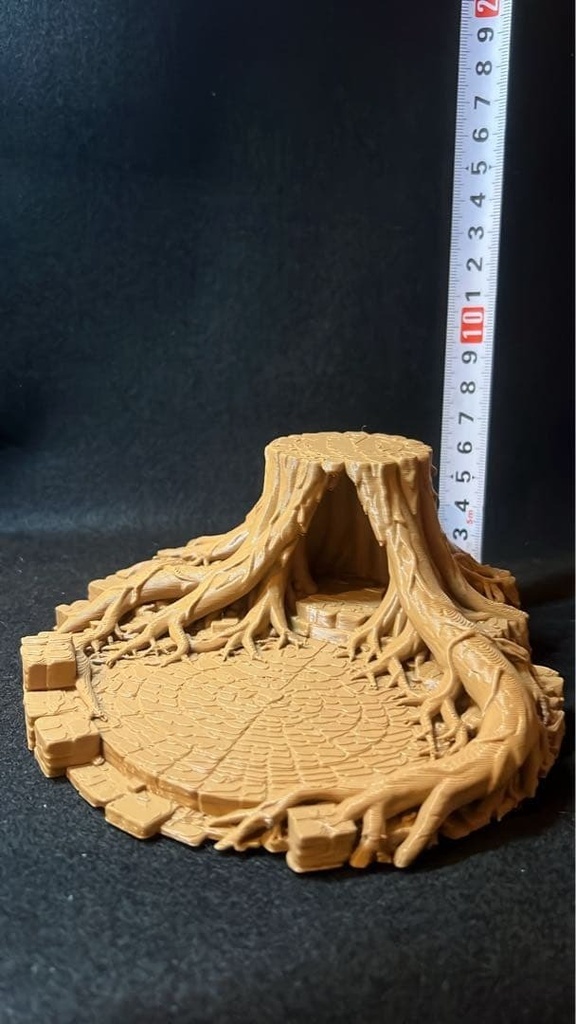【森】切り株と石畳 フィギュア台座 全2色 直径15cm|木の根が広がる円形ジオラマベース ベージュ 和の森・ぬい撮りに 森シリーズ