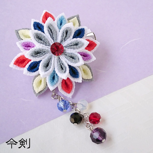 【刀剣乱舞】刀剣男士モチーフつまみ細工クリップブローチ:小